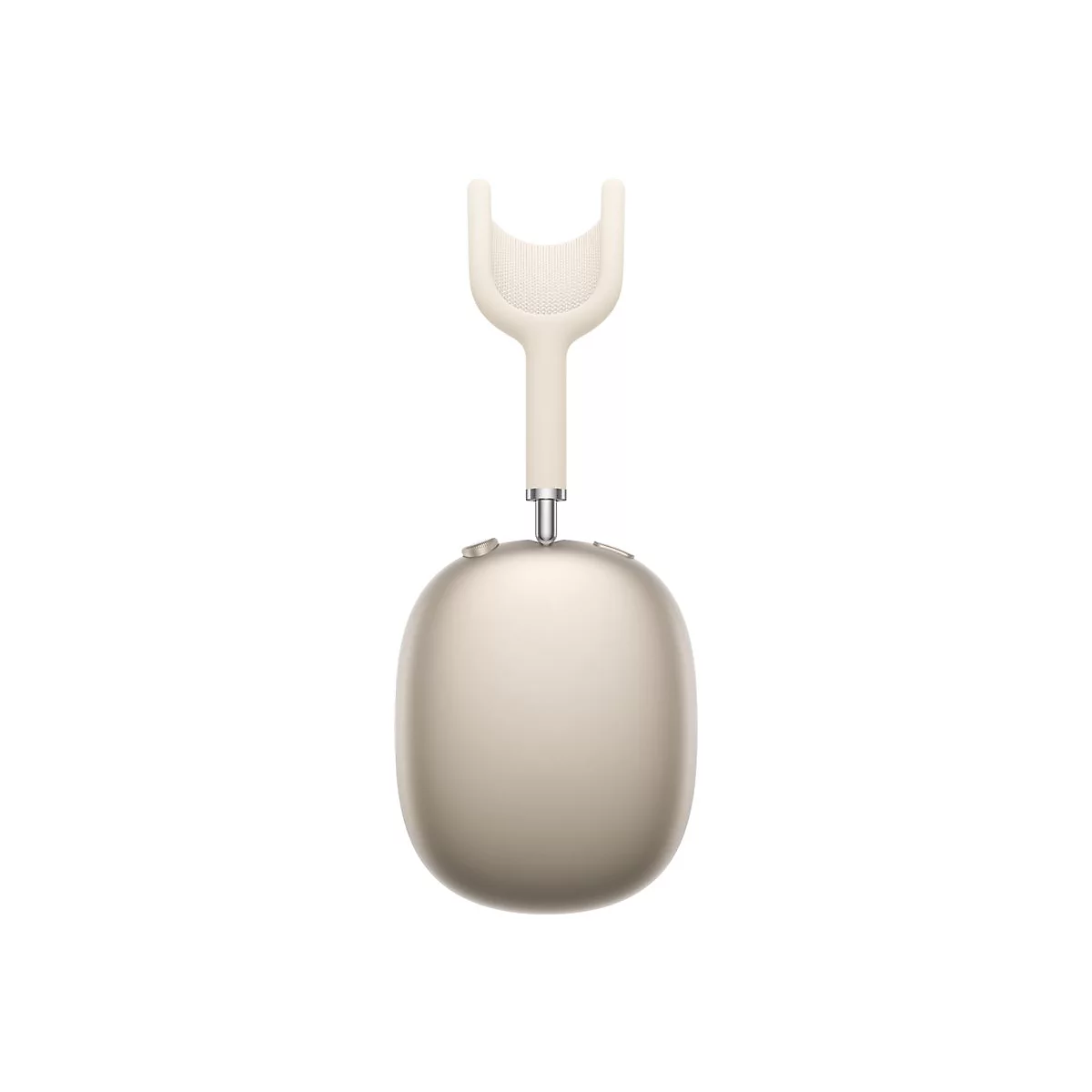 Beige Kopfhörer, Frontansicht, auf weißem Hintergrund. Der Kopfbügel hat ein offenes U. Der Muscheln haben eine ovale Form.