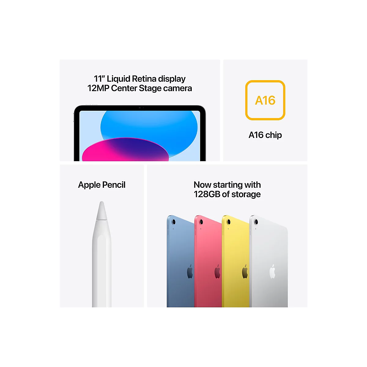 Apple iPad A16 Wi-Fi + Cellular - Tablet - 128 GB - 27.9 cm (11') IPS (2360 x 1640) - 3G, 4G, 5G - Silber