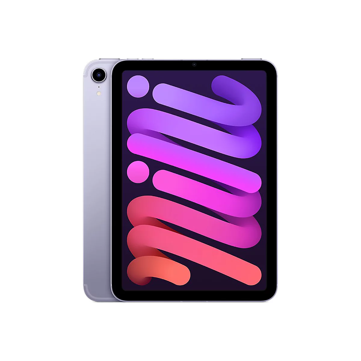 Helllila Tablet-PC. Auf dem Bildschirm Farbverlauf von Rot zu Lila. Auf der RÃ¼ckseite Kamera.