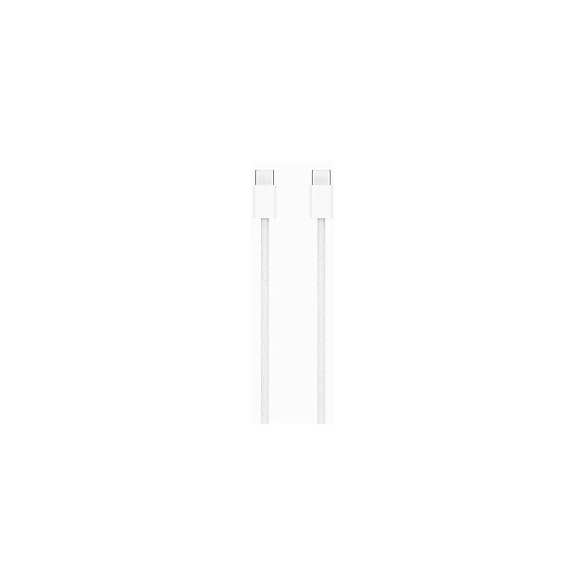 Zwei weiße USB-C-Kabel mit weißen Steckern auf weißem Hintergrund.