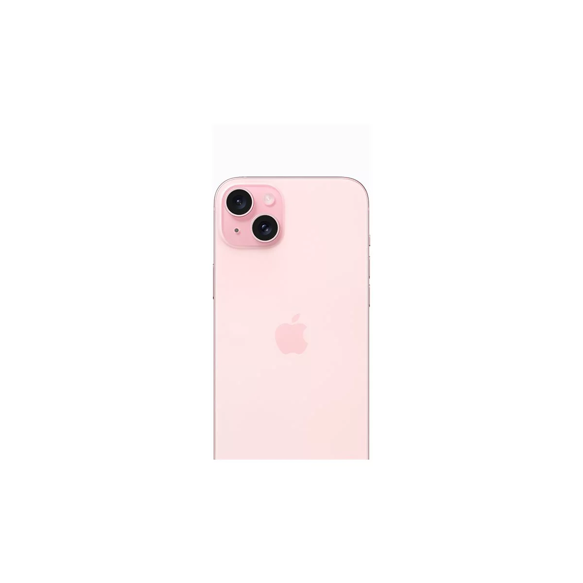 Rückseite eines rosa Smartphones mit Kamera-Elementen und Apple-Logo.