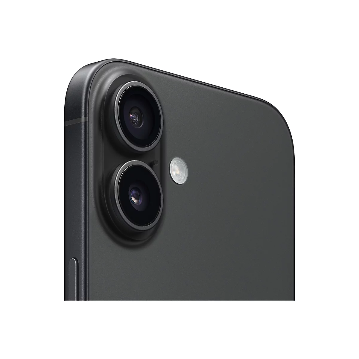 Gros plan de l'arrière d'un smartphone noir avec deux objectifs et un flash.