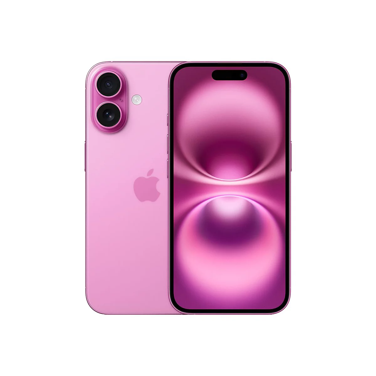 Un iPhone rose, vue arrière et écran, avec le logo Apple.