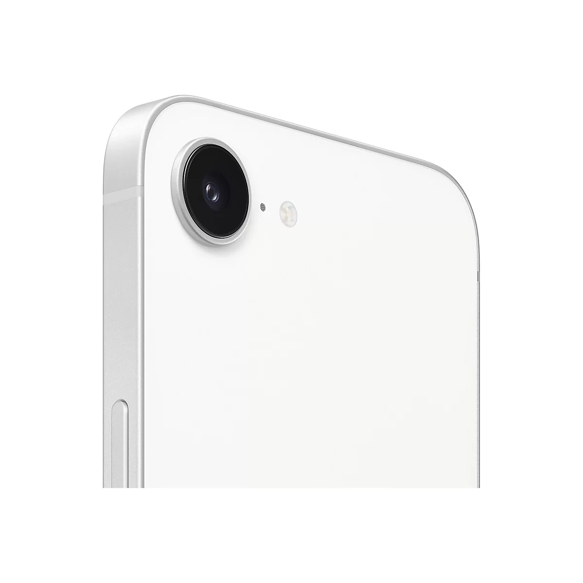 Nahaufnahme des weiÃŸen iPhone mit hervorstehender Kamera.