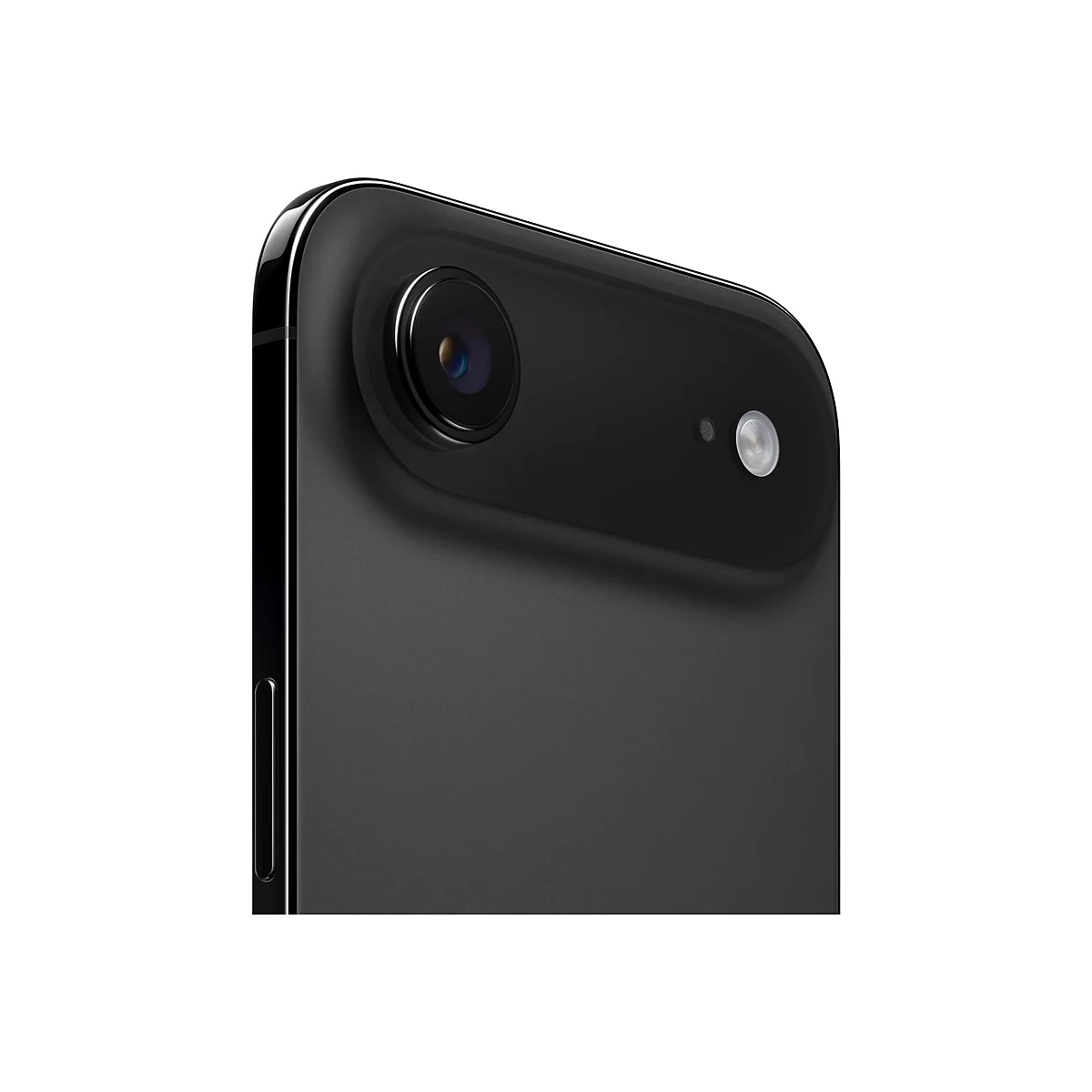 Nahaufnahme eines schwarzen Smartphones. Die Kamera und ein Blitz sind deutlich zu sehen. Das Gehäuse ist leicht strukturiert.