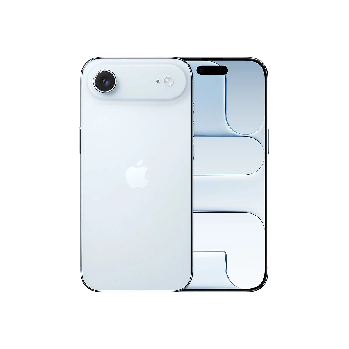 Concept de smartphone bleu clair avec deux caméras arrière et un design minimaliste.