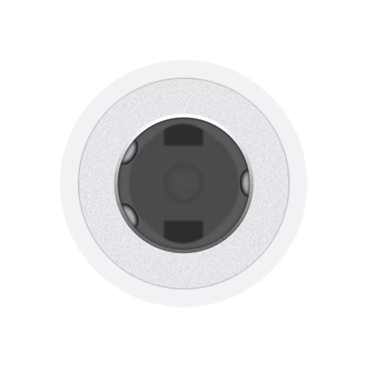 Nahaufnahme eines runden 3,5 mm Klinkenanschlusses für Audiokabel auf hellem Hintergrund.