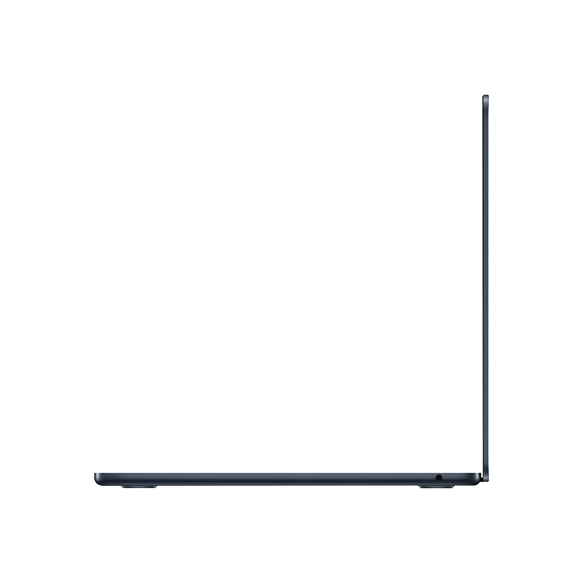 Dunkelblauer Laptop im Profil. Der Bildschirm ist geschlossen. Rechts ein Anschluss.