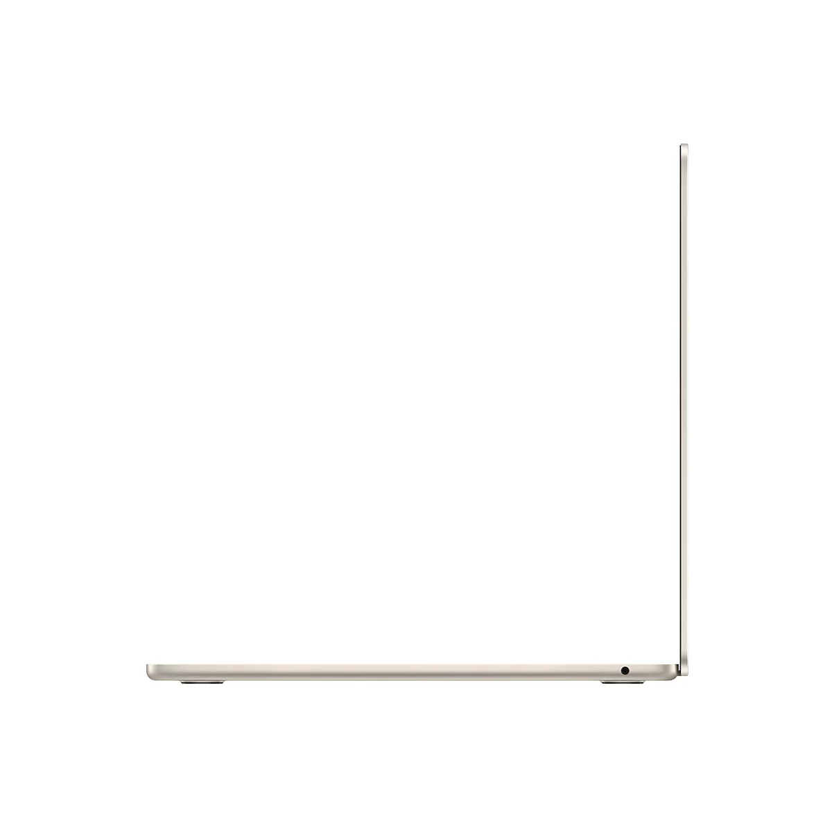 Seitenansicht eines geschlossenen, silbernen Laptops auf weißem Hintergrund.