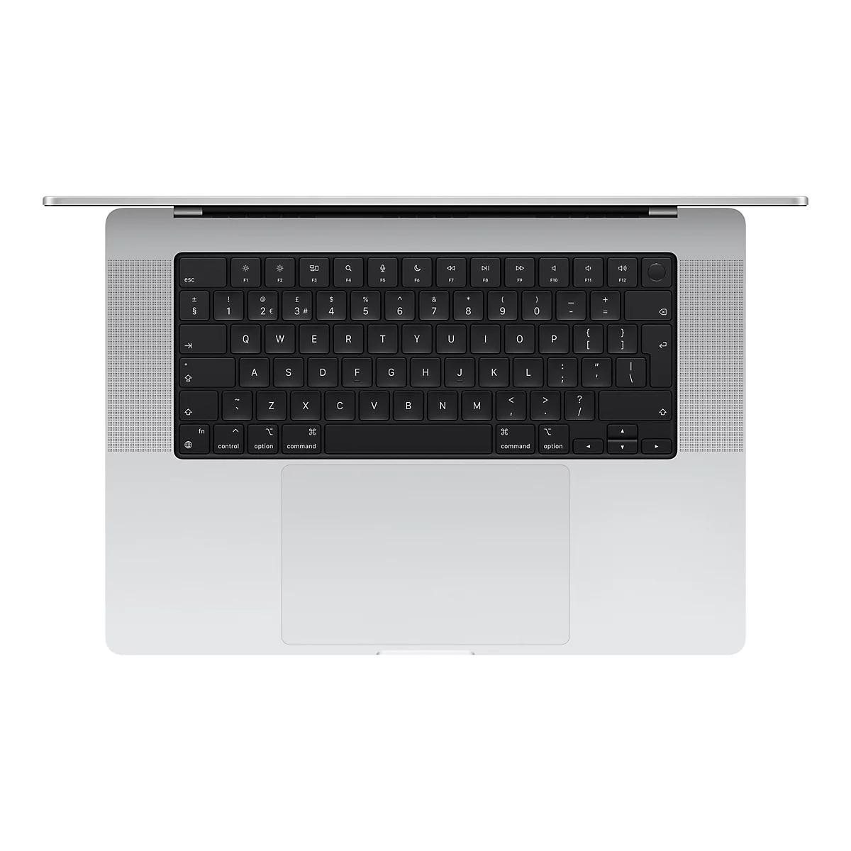 Draufsicht auf einen Laptop mit schwarzer Tastatur. Der Bildschirm ist leicht geÃ¶ffnet.