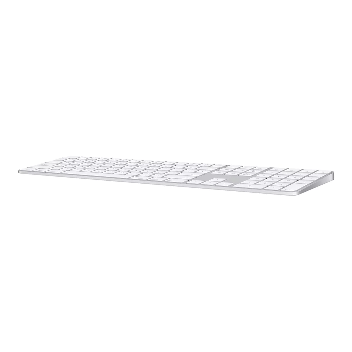 Kabellose Apple Magic Keyboard. WeiÃŸes Aluminium-Keyboard vor weiÃŸem Hintergrund.