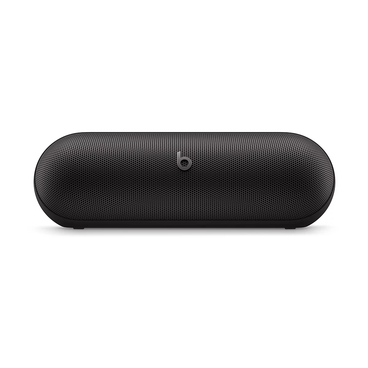 Enceinte Beats noire sur fond blanc. Le logo 'b' est placé au centre.