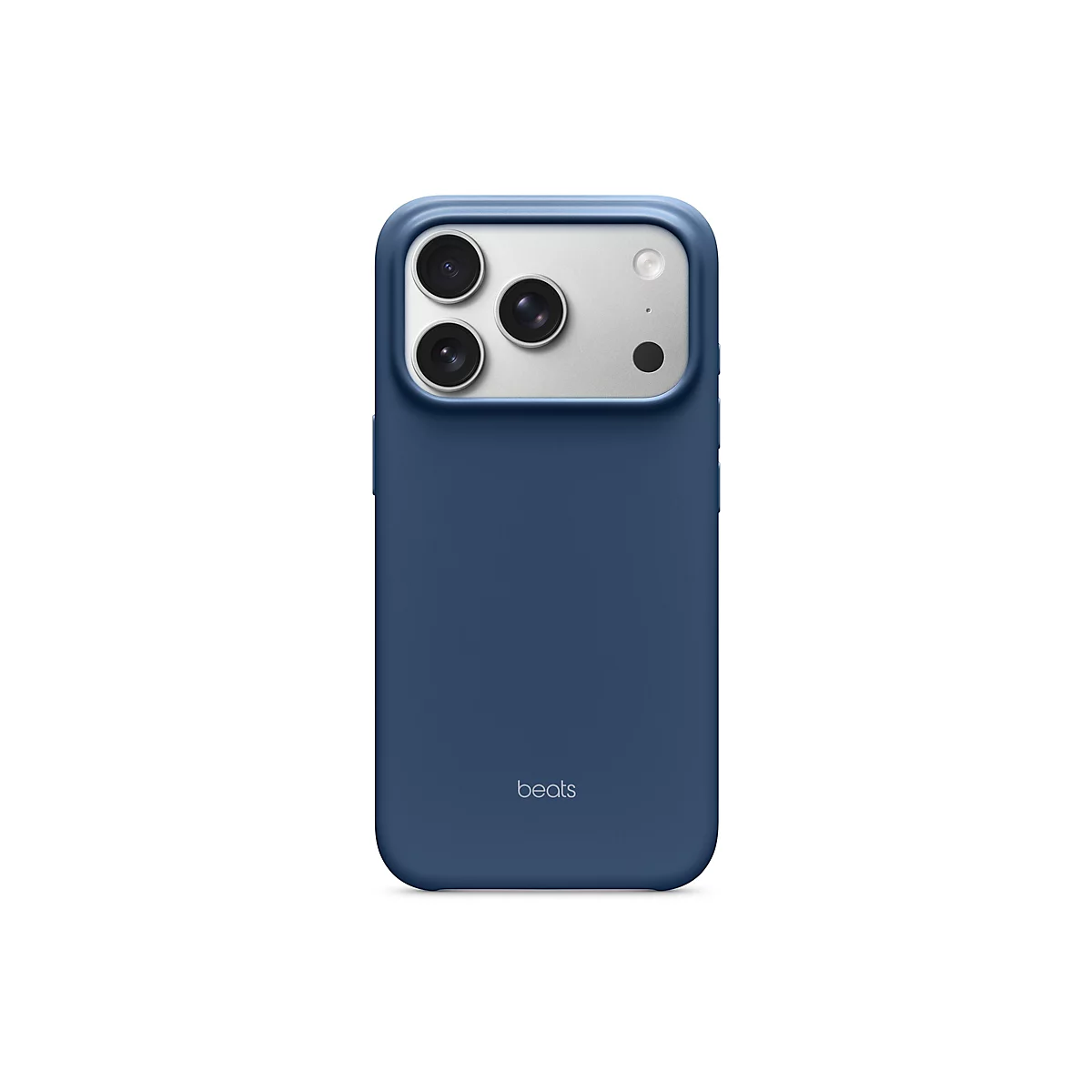 Dunkelblaue Handyhülle für ein Smartphone mit drei Kameras, Marke: Beats.