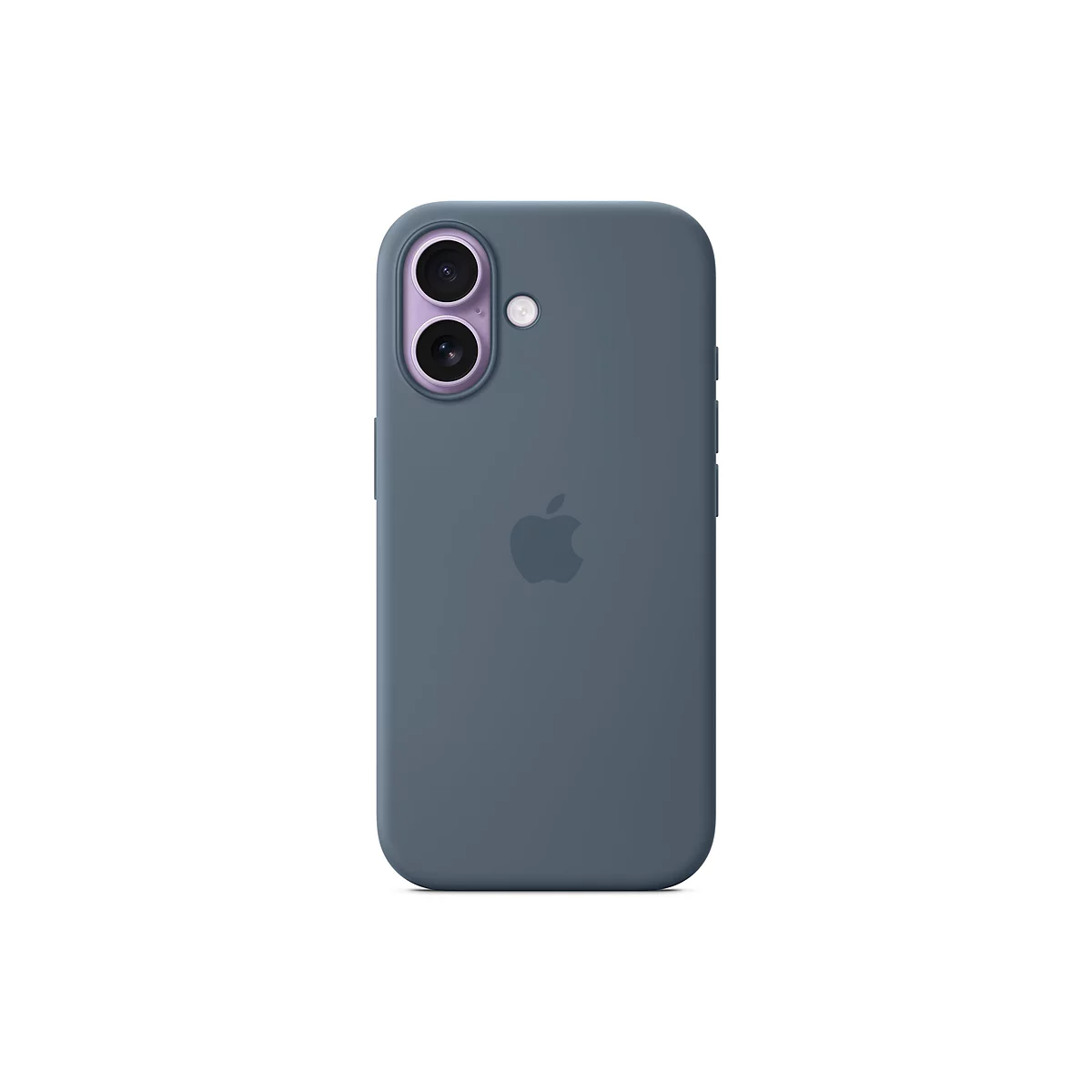 Dunkelgraue Handyhülle für iPhone. Rückseite mit Apple-Logo und Kameraöffnungen.