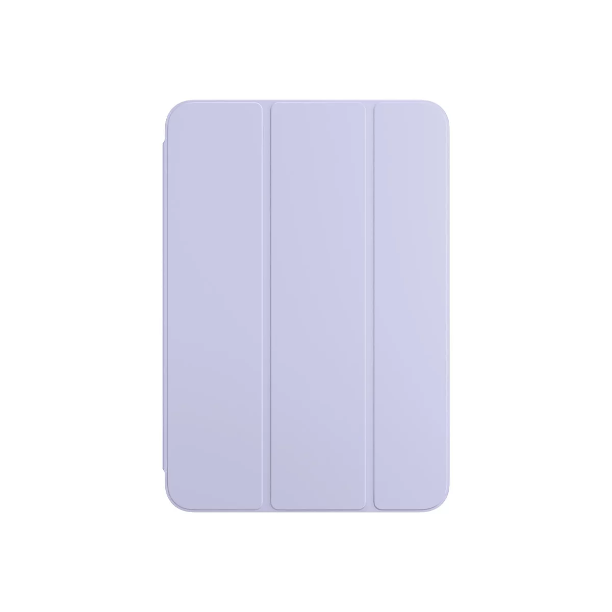 Housse de tablette lilas clair, fermée. Avec des plis verticaux.