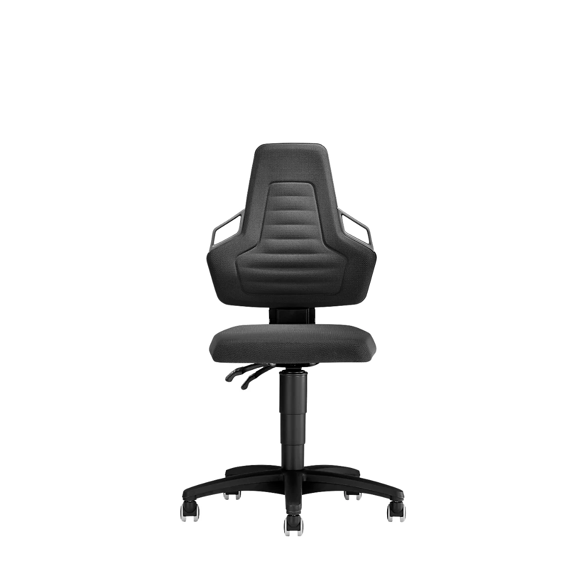 Arbeits-Drehstuhl, Rollen, Supertec schwarz, Griffe grau