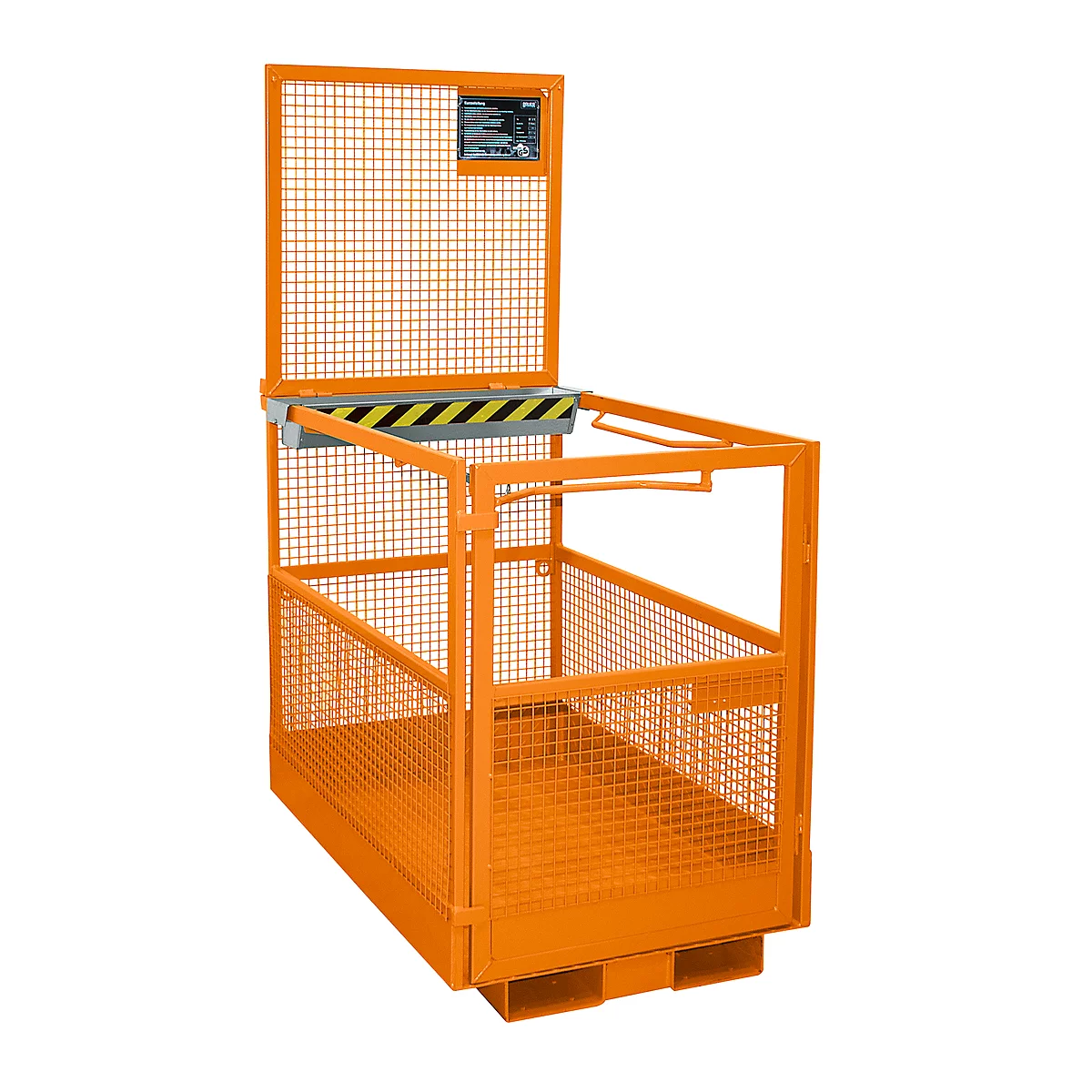 Arbeitsbühne Bauer MB-B/L, 2 Personen/300kg, Aufnahme mit Gabelstapler schmale Seite, orange RAL 2000