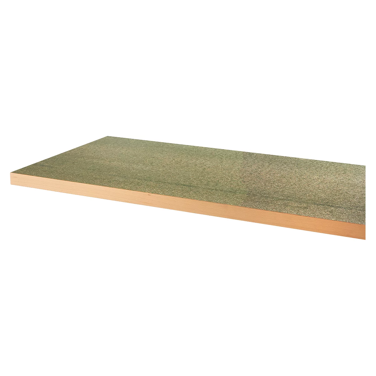 Arbeitsplatte, 45 mm stark, Gewindehülsen, grüne Kunststoffbeschichtung, mit Hartholzrahmen, L 1500 x B 700 mm