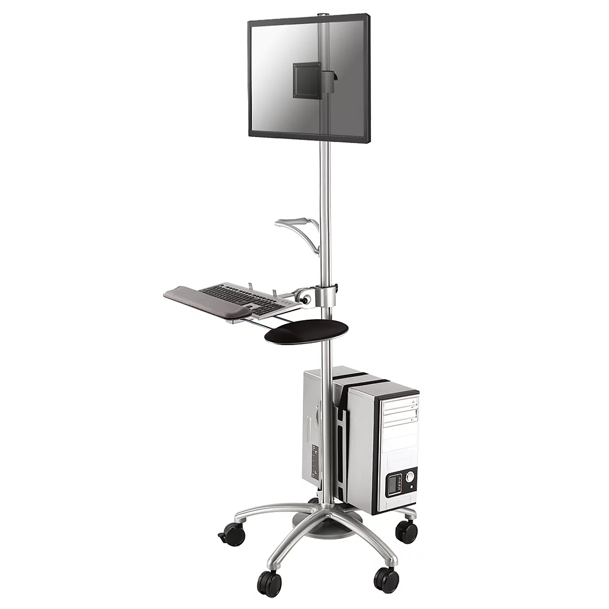 Arbeitsstation Neomounts by NewStar FPMA-MOBILE1800, f. Monitor 10-27'/Tastatur/Maus/PC, höhenverst., 25° neigbar