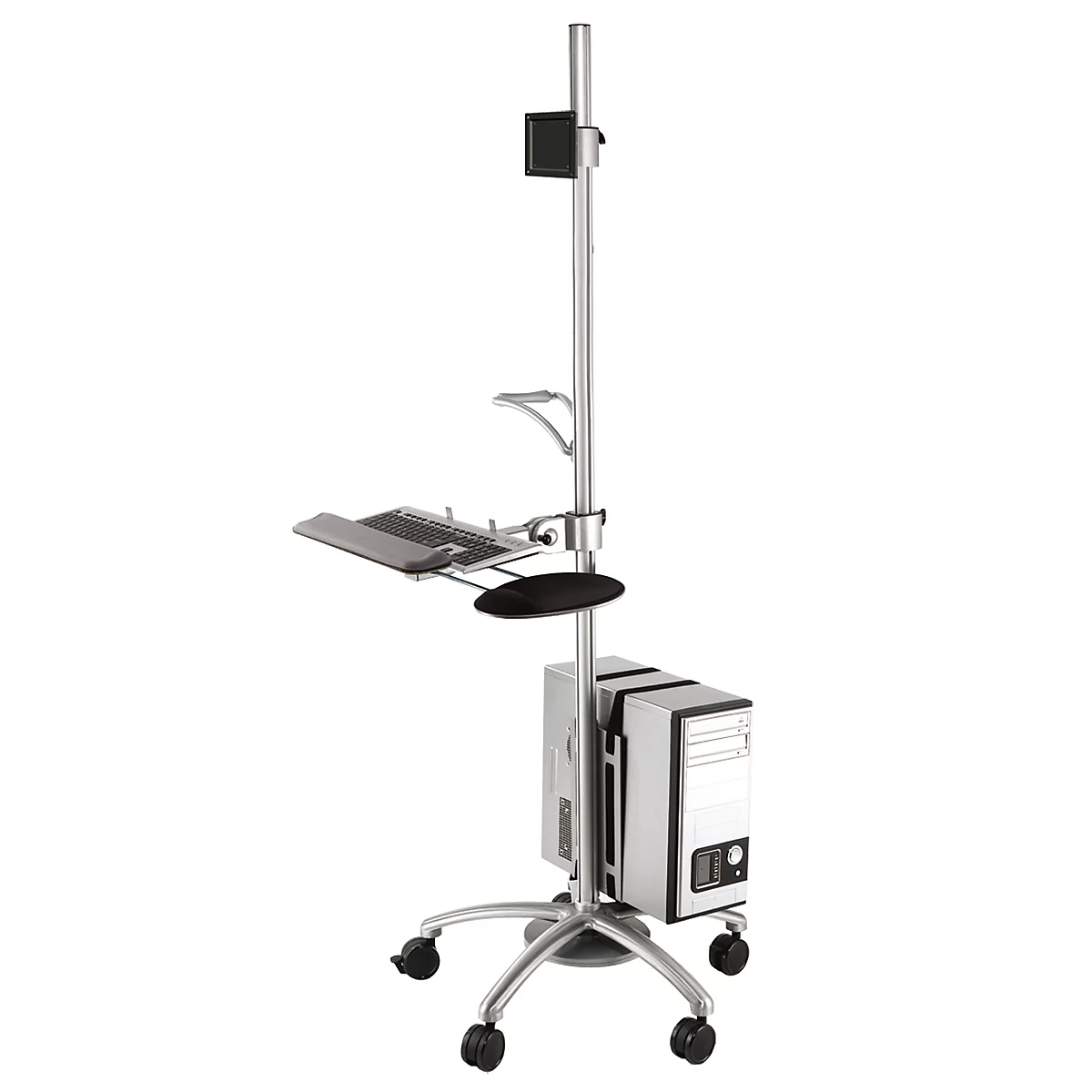 Arbeitsstation Neomounts by NewStar FPMA-MOBILE1800, f. Monitor 10-27'/Tastatur/Maus/PC, höhenverst., 25° neigbar