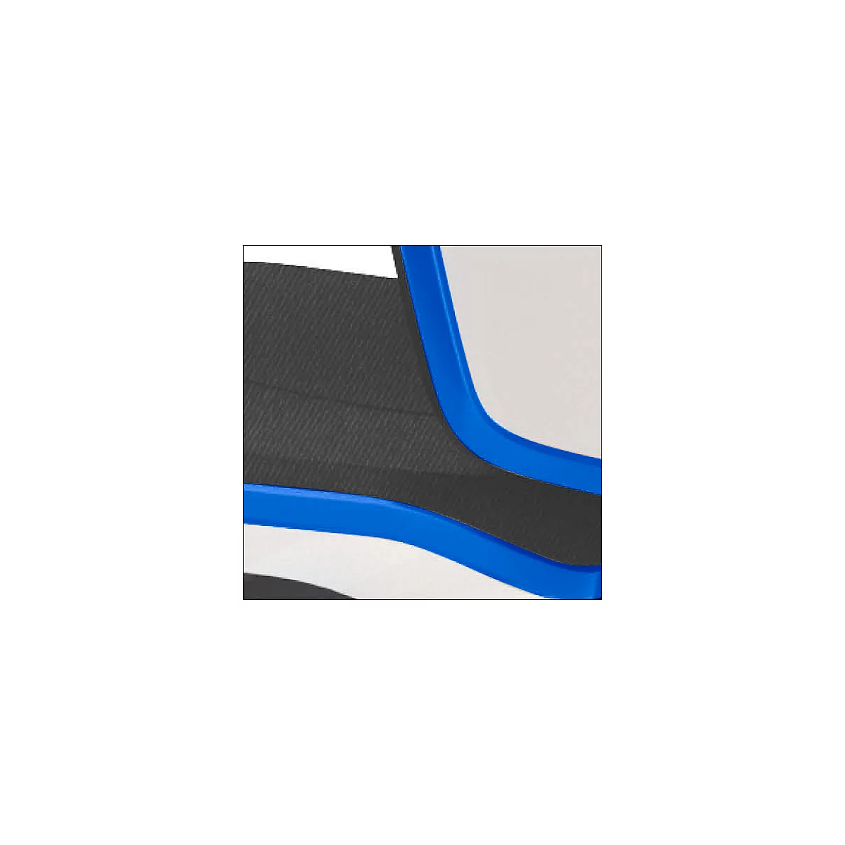Arbeitsstuhl bimos NEON, Synchronmechanik, Grundmodell ohne Polsterelement, mit Gleitern, Flexband blau