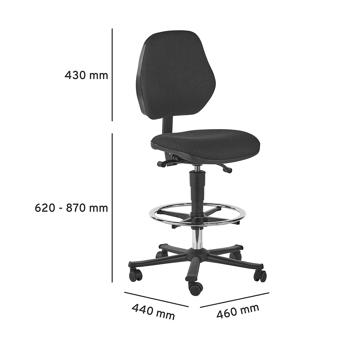 Arbeitsstuhl COUNTER Basic, Sitz-Stopp-Rollen, anthrazit