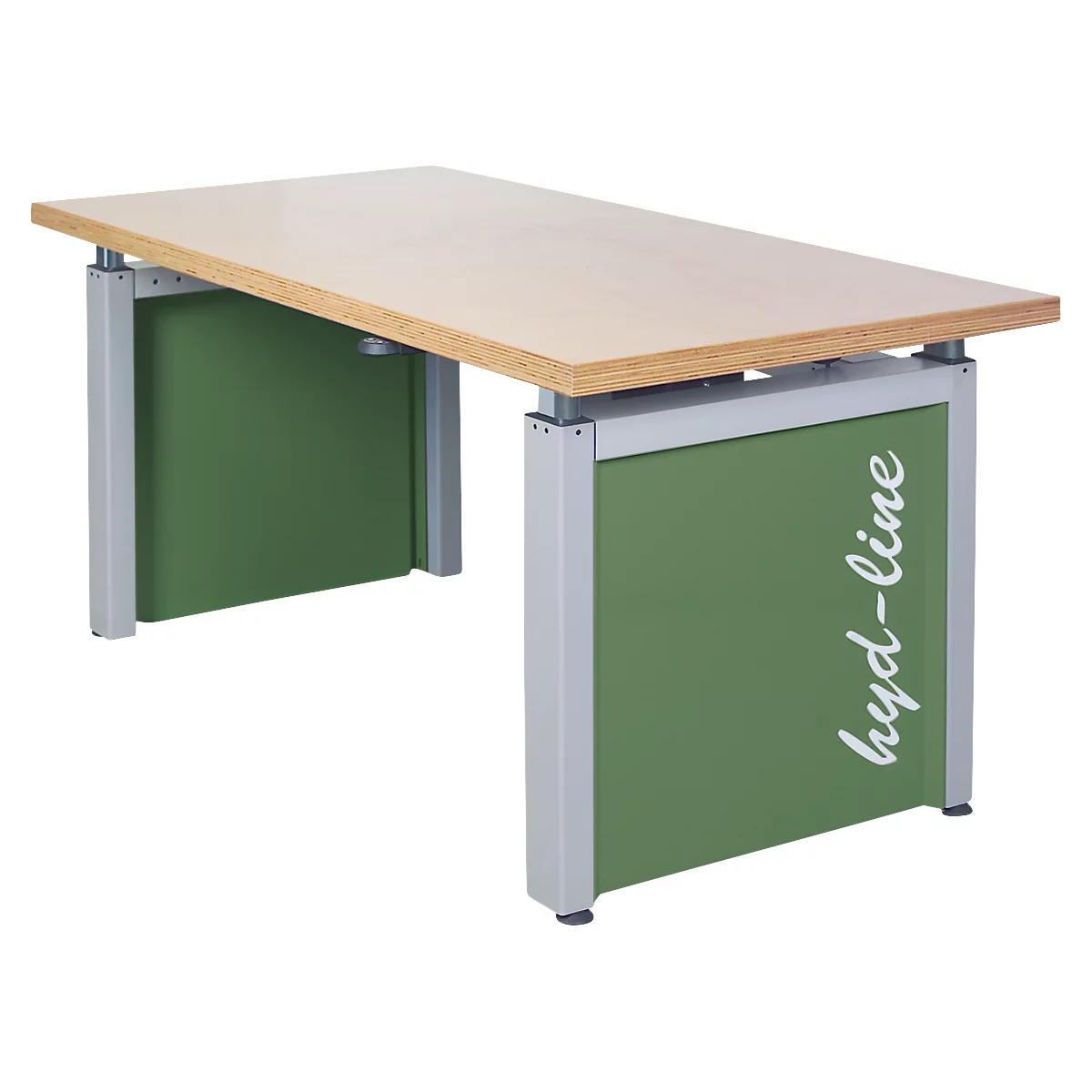 Arbeitstisch Bedrunka+Hirth Hydline, per Kurbel höhenverstellbar, bis 350 kg, Buche-Multiplex-Arbeitsplatte, B 2000 x T 750 x H 700-1100 mm