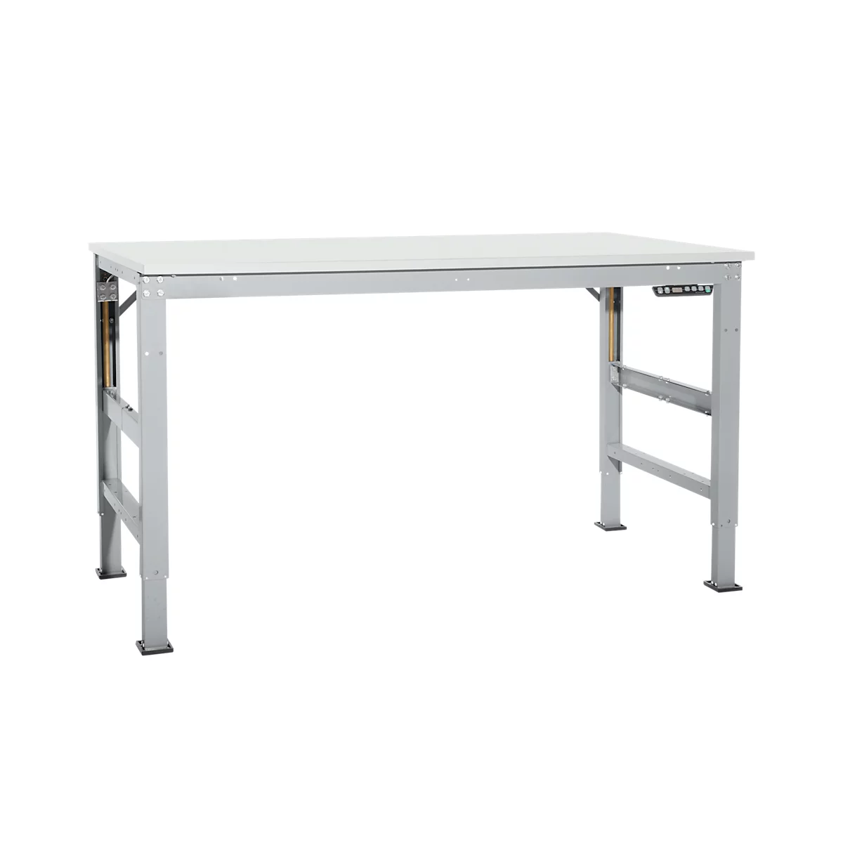 Arbeitstisch Ergo, Elektro-Hydraulik, Platte Kunststoff, 1750 x 800 mm, alusilber