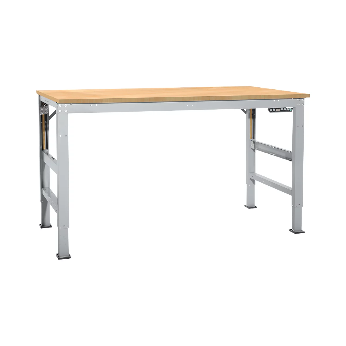 Arbeitstisch Ergo, Elektro-Hydraulik, Platte Multiplex, 1750 x 800 mm, alusilber