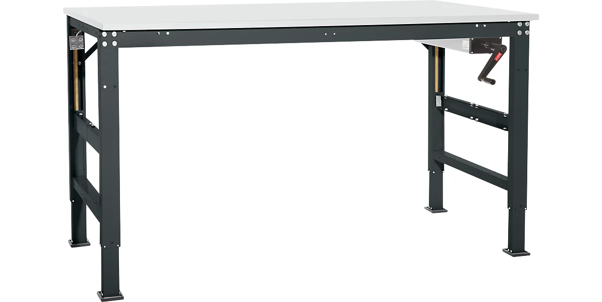 Arbeitstisch Ergo K, m. Kurbel, 1250 x 800 mm, Tischplatte Kunststoff, anthrazit