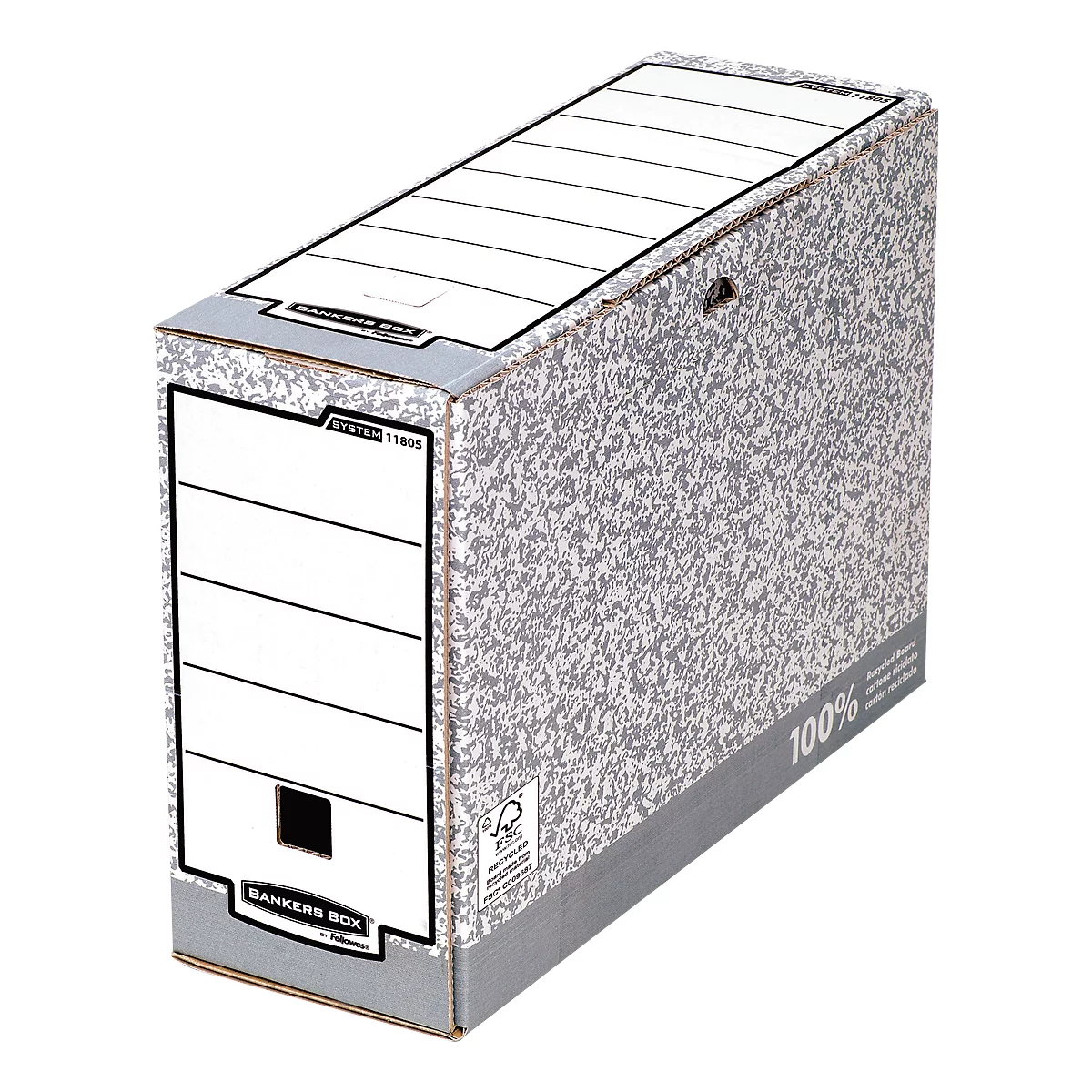 Archiefdozen Bankers Box - FSC gerecycled karton - rug 100 mm - wit-grijs - 10 stuks