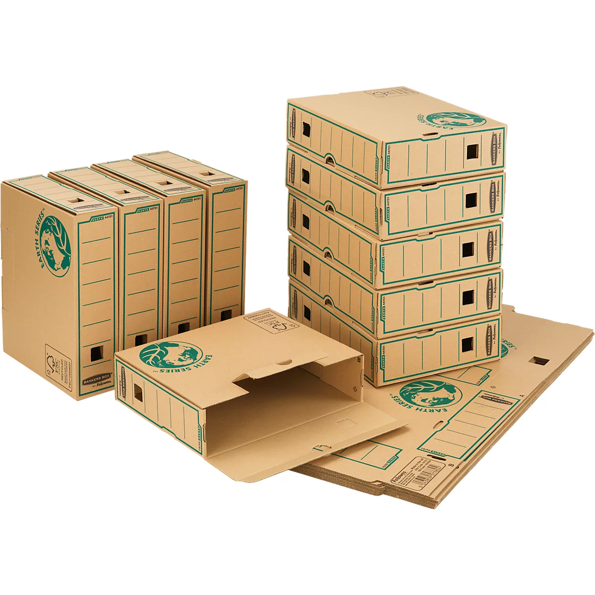 Archiefdozen Earth Series - 100 % gerecycled karton - A4 formaat - rug van 80 mm - 20 stuks