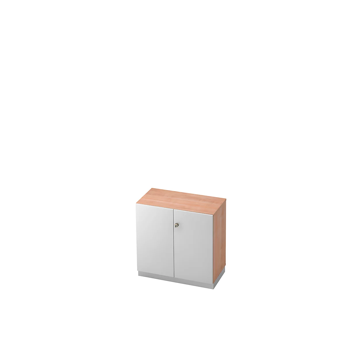 Archiefkast, 2 ordnerhoogten, B 800 x D 420 mm, notenhoutpatroon/zilver