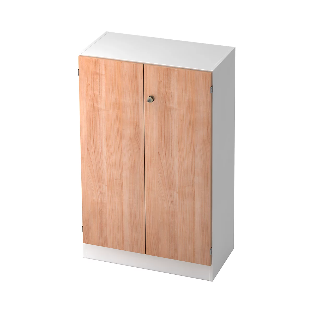 Archiefkast, 3 ordnerhoogten, B 800 x D 420 x H 1270 mm, afsluitbaar, wit/notenhoutpatroon