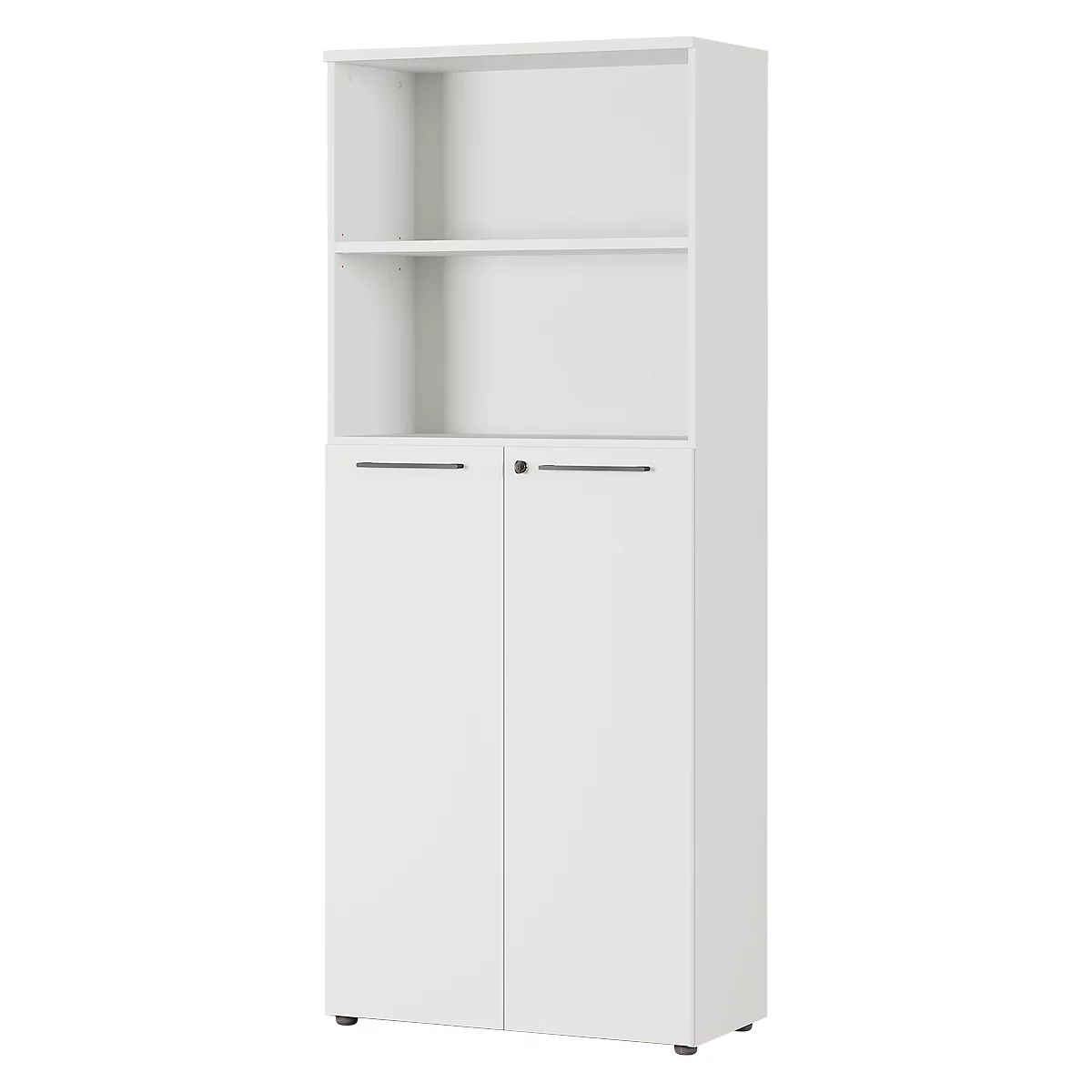 Archiefkast Agenda, 5 OH, B 800 x H 1970 x D 400 mm, 2 open vakken, afsluitbaar, lichtgrijs