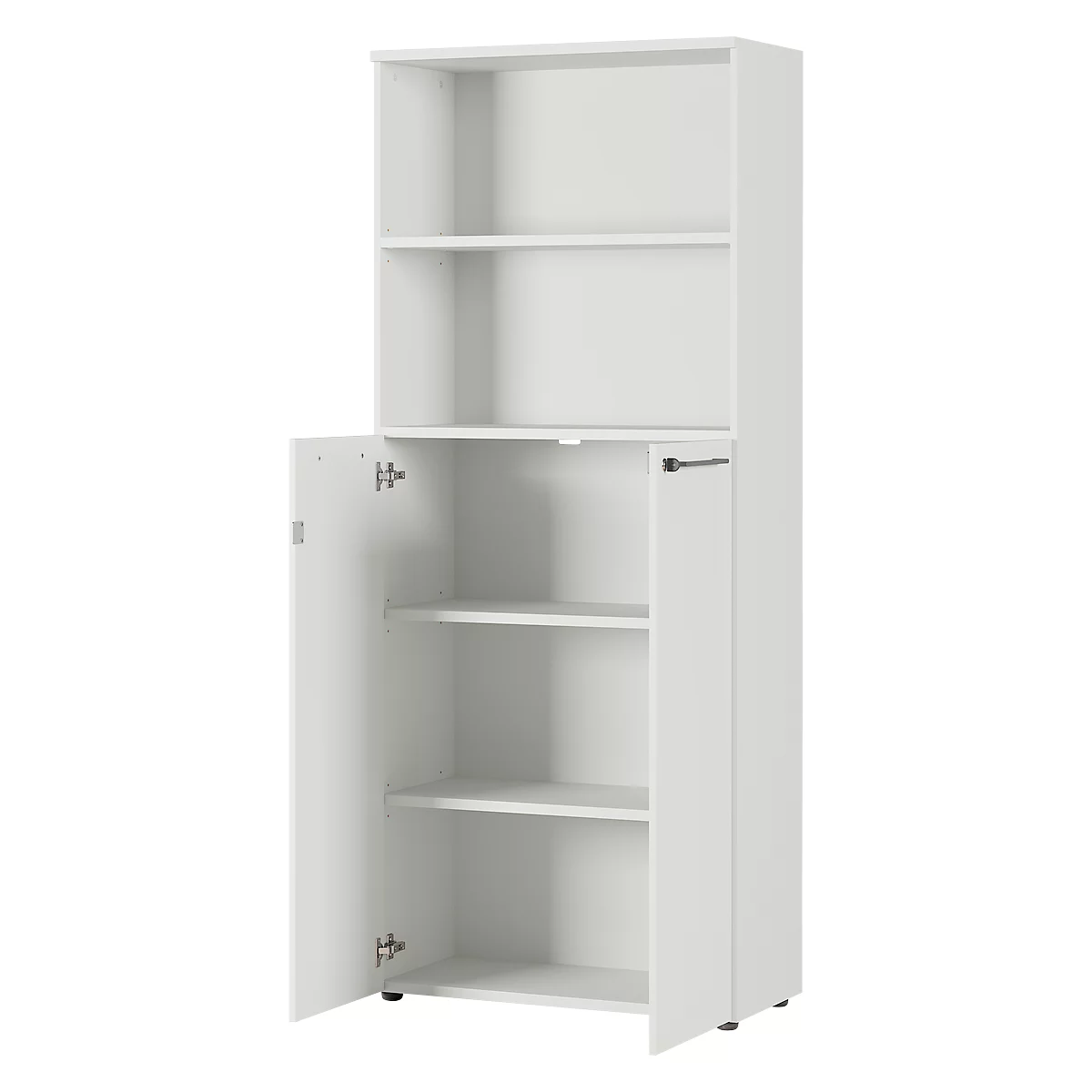 Archiefkast Agenda, 5 OH, B 800 x H 1970 x D 400 mm, 2 open vakken, afsluitbaar, lichtgrijs