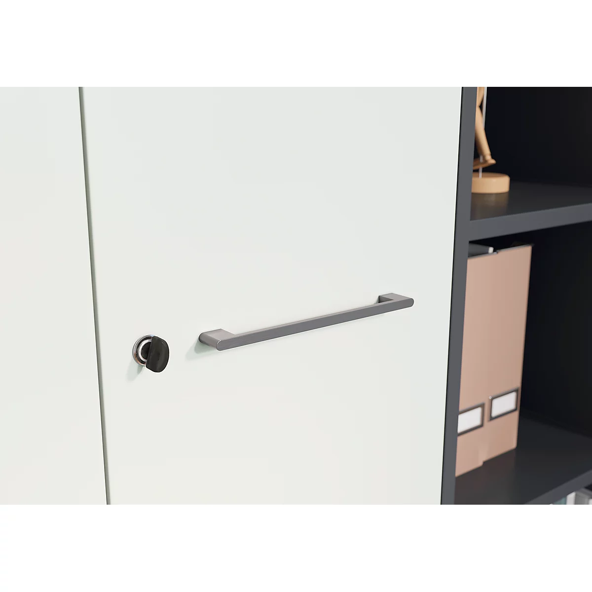 Archiefkast Agenda, 5 OH, B 800 x H 1970 x D 400 mm, 2 open vakken, afsluitbaar, lichtgrijs