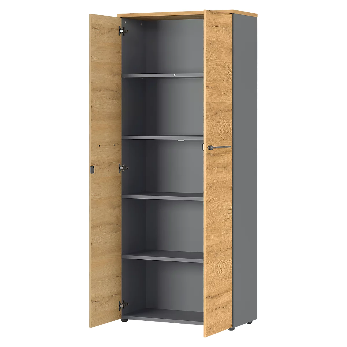 Archiefkast Agenda Home, 5 OH, B 800 x D 400 x H 1970 mm, grafiet/eik, grafiet/eik