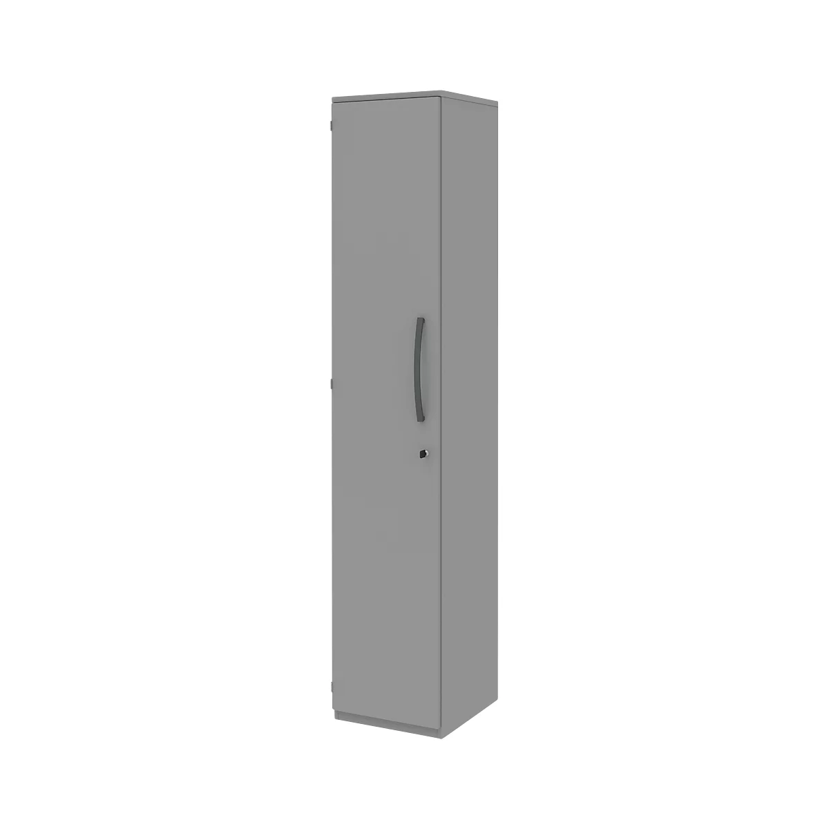 Archiefkast BARI, 6 ordnerhoogten, 5 legborden, slot, deuraanslag links, B 427 x D 430 x H 2174 mm, middengrijs/middengrijs