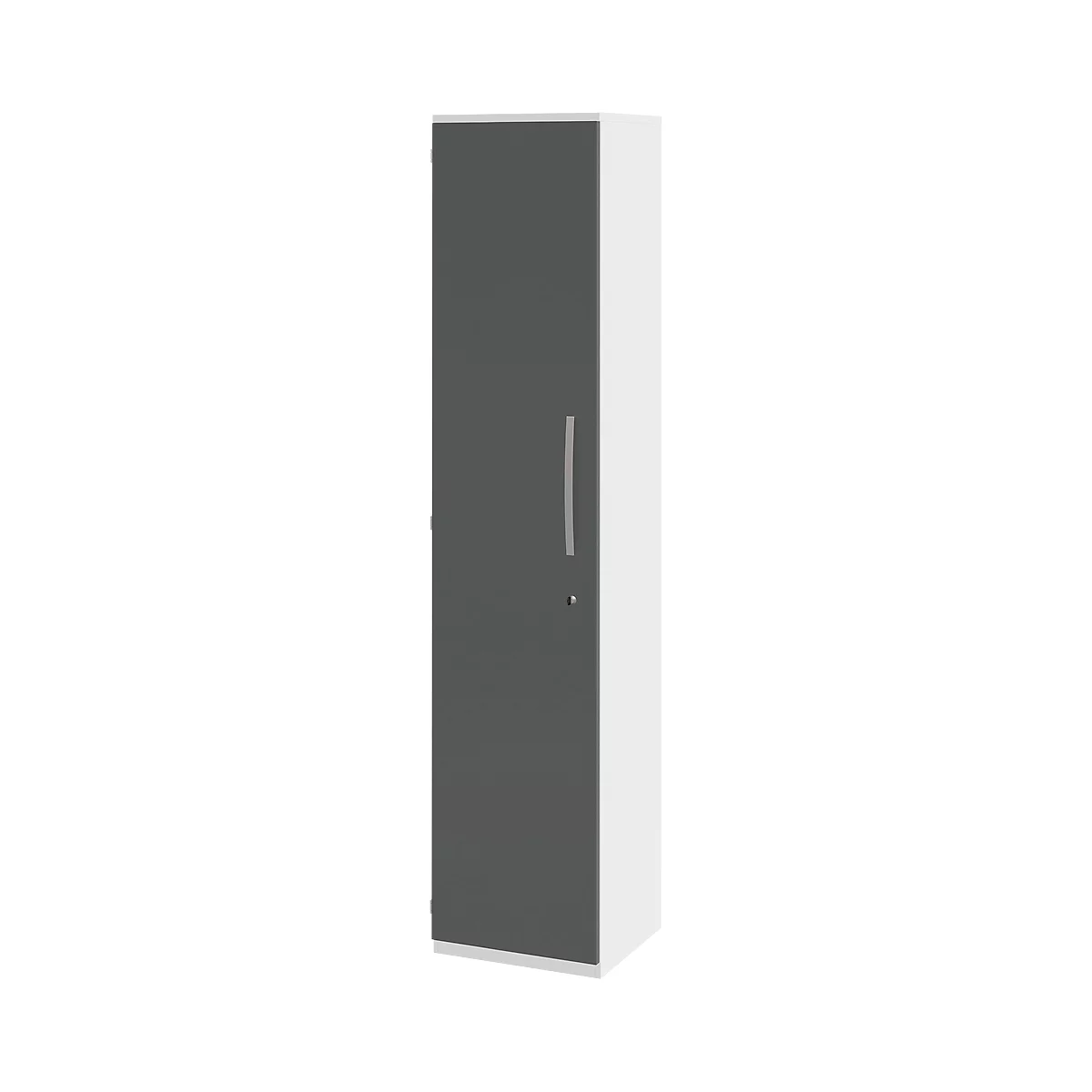 Archiefkast BARI, 6 ordnerhoogten, 5 legborden, slot, deuraanslag links, B 427 x D 430 x H 2174 mm, wit/antraciet