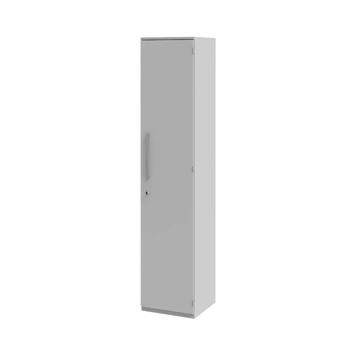Archiefkast BARI, 6 ordnerhoogten, 5 legborden, slot, deuraanslag rechts, B 427 x D 430 x H 2174 mm, lichtgrijs