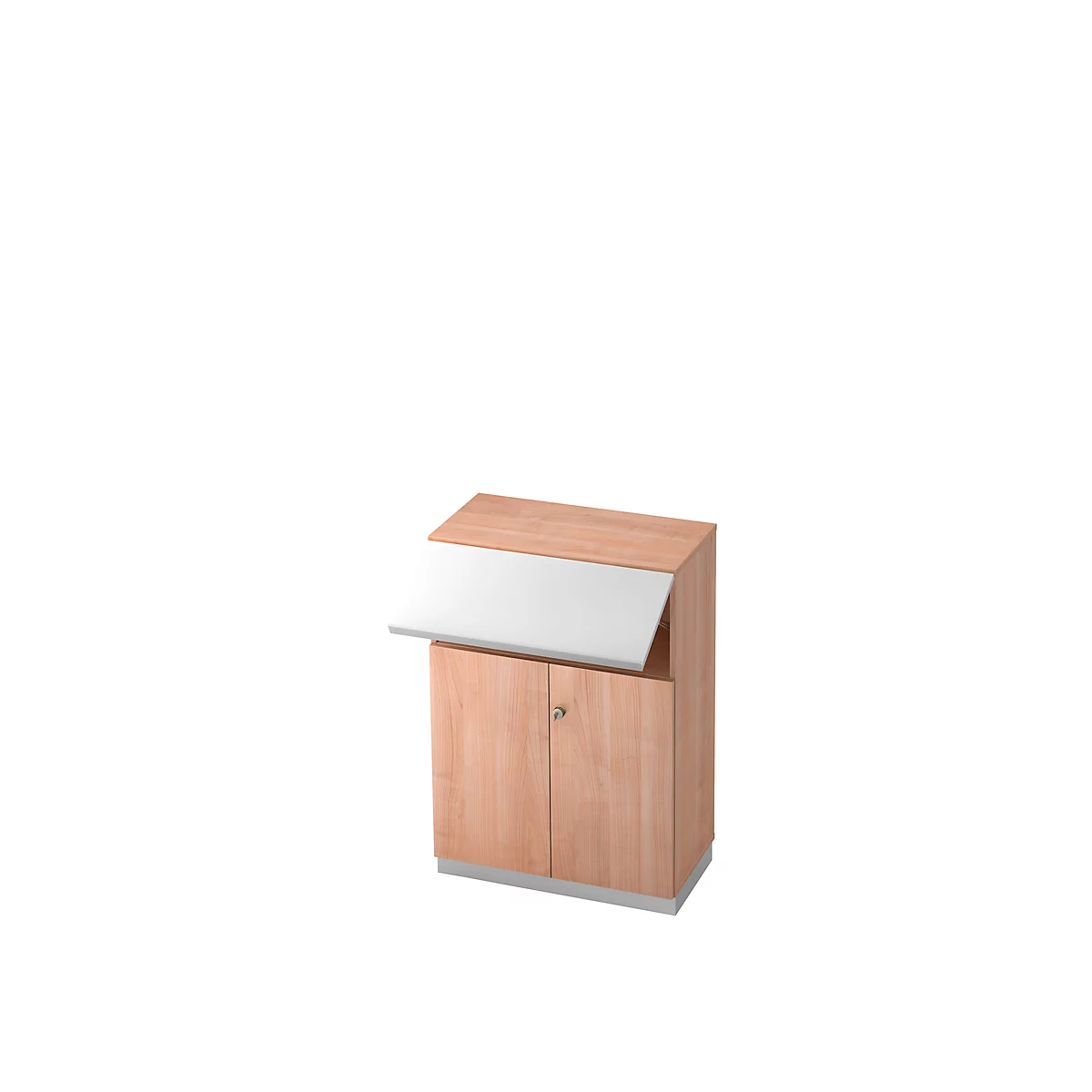 Archiefkast met veiligheidsklep, 3 ordnerhoogten, B 800 x D 420 mm, notenhoutpatroon