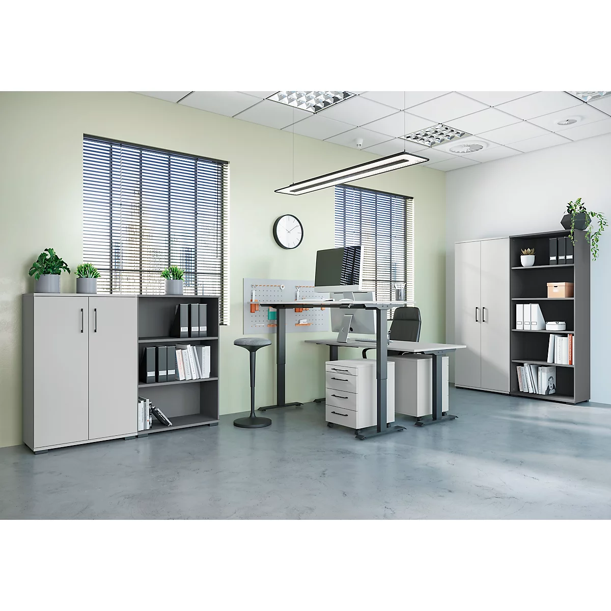 Archiefkast Profi 2.0, 2 legborden, 3 OH, B 800 x D 400 x H 1230 mm, lichtgrijs