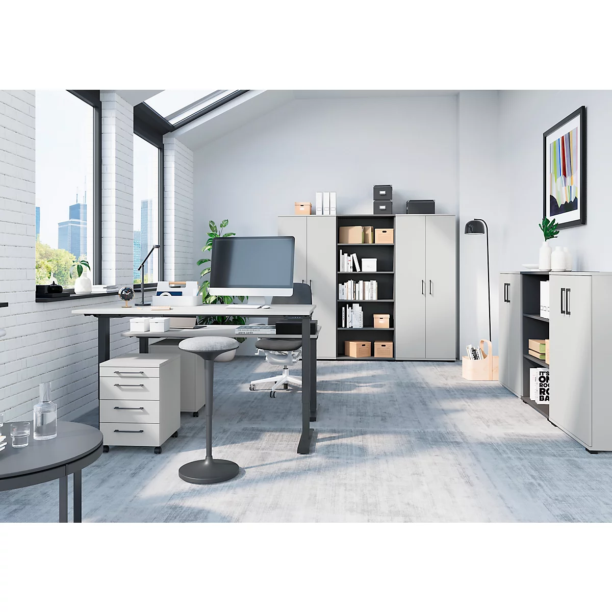 Archiefkast Profi 2.0, 2 legborden, 3 OH, B 800 x D 400 x H 1230 mm, lichtgrijs
