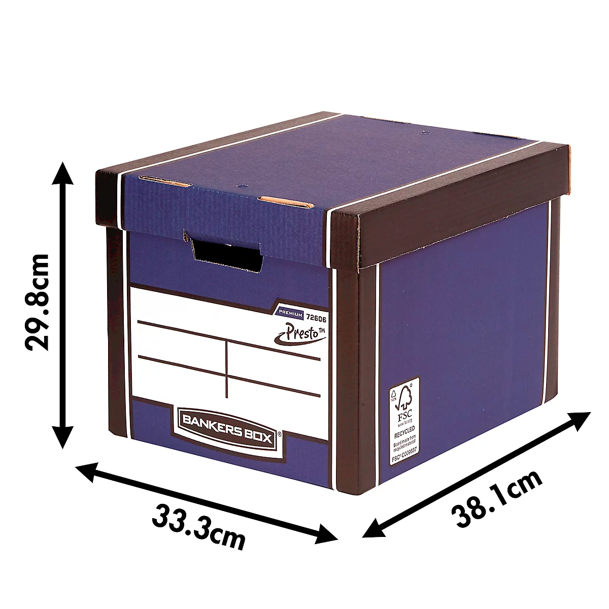 Archivbox BANKERS BOX® Premium Tall Box, für A4-Formate, stapelbar bis 6 Stück, 100 % Recycling-Karton, B 330 x T 381 x H 298 mm, blau, 5 Stück