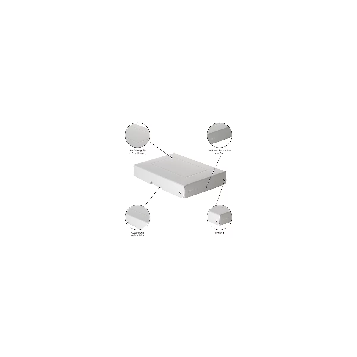 Archivbox Falken PureBox PRO A3, für bis zu 1250 Blatt, DIN ISO 16245-A, mit Beschriftungsfeld, L 440 x B 320 x Füllhöhe 100 mm, FSC®-Pappe, weiß