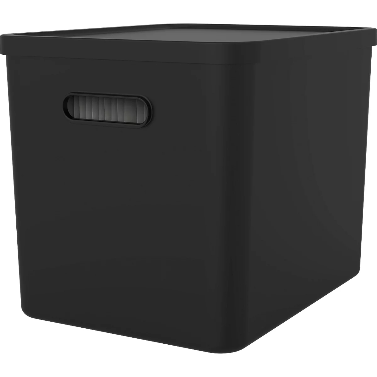 Archivbox Rotho My Paper, stapelbar, bis 23 kg, 10 Hängemappen, abnehmbarer Deckel, Grifflöcher, L 370 x B 290 x H 295 mm, Recycling-Kunststoff, schwarz