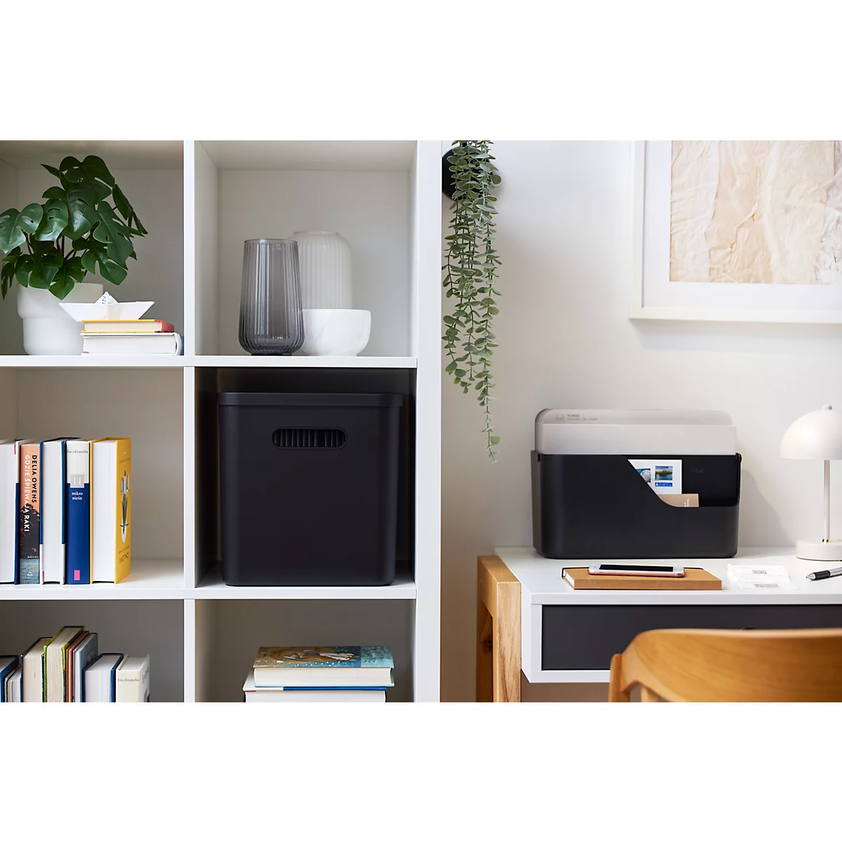 Archivbox Rotho My Paper, stapelbar, bis 23 kg, 10 Hängemappen, abnehmbarer Deckel, Grifflöcher, L 370 x B 290 x H 295 mm, Recycling-Kunststoff, schwarz