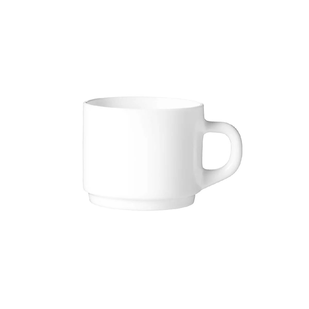 Arcoroc Everyday Tasse à café 0,22 l verre dur, blanc, empilable, H 65 mm - moderne &amp; robuste, lot de 6