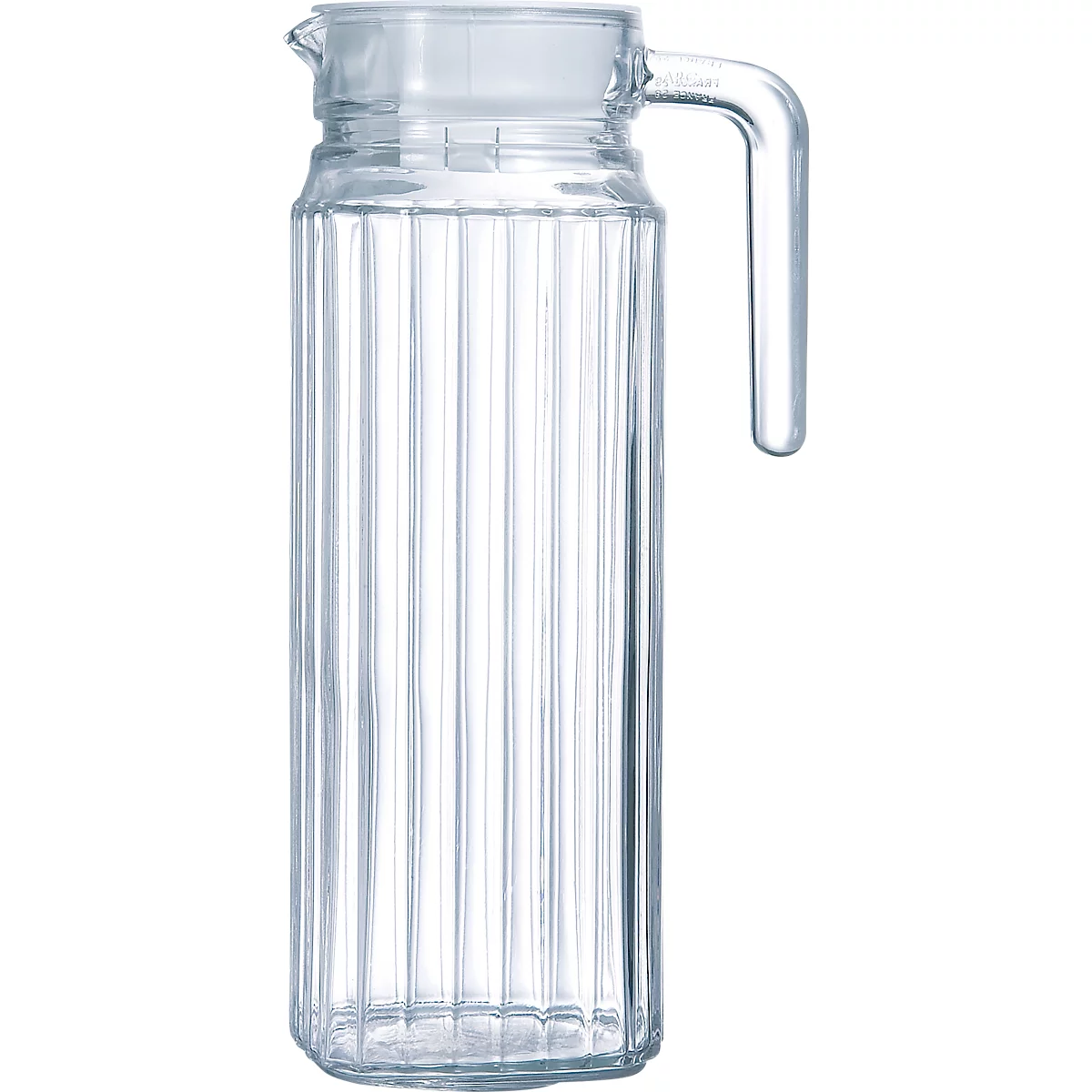 Arcoroc QUADRO Krug 1,1 L – schlankes Design passt in jede Kühlschranktür, weisser Kunststoffdeckel, 244 × 89 mm
